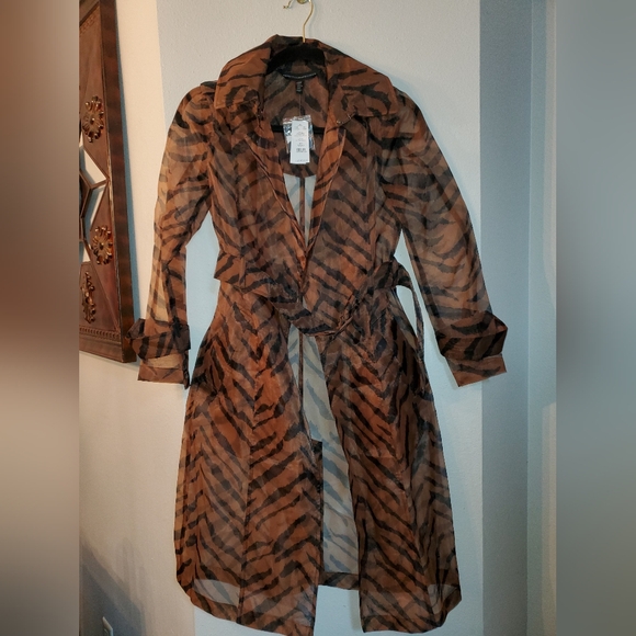 WHBM Tiger Print Organza Trench Coat - Picture 2 of 5